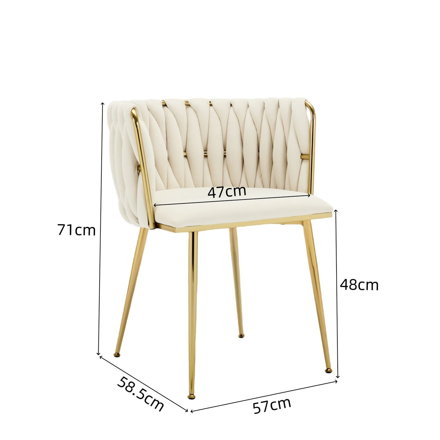 Velvet Dining Chairs Armrest Gold Legs Set of 2 | Home & Living
