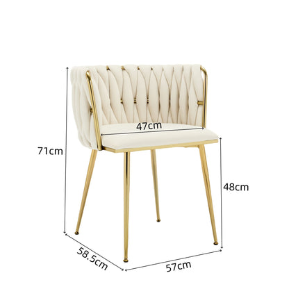 Velvet Dining Chairs Armrest Gold Legs Set of 2 | Home & Living