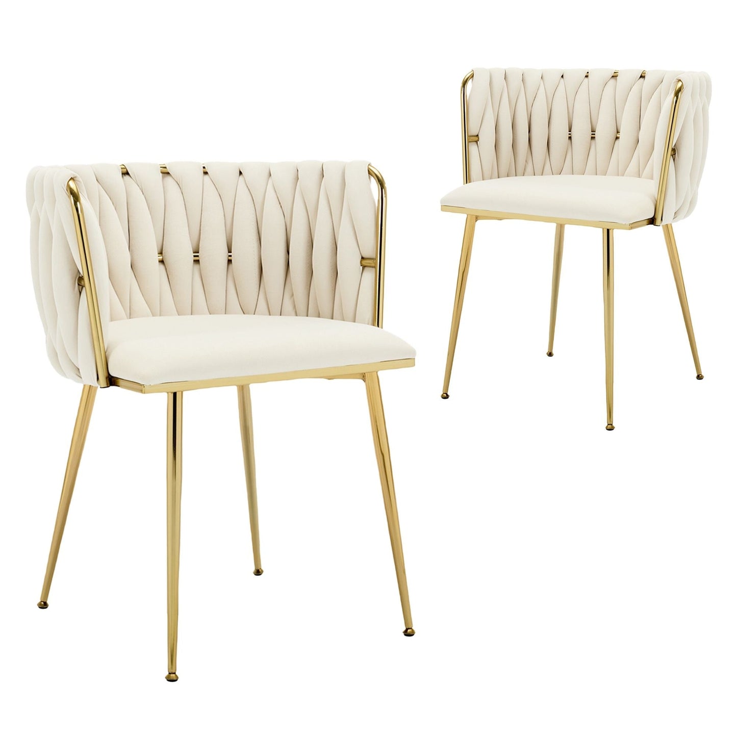 Velvet Dining Chairs Armrest Gold Legs Set of 2 | Home & Living