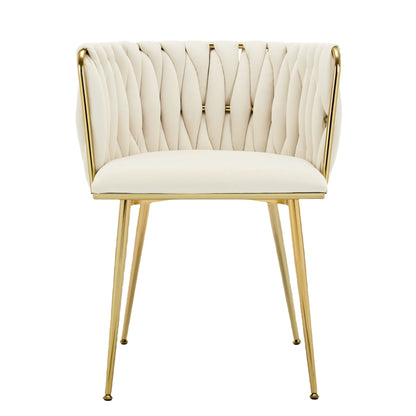 Velvet Dining Chairs Armrest Gold Legs Set of 2 | Home & Living
