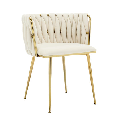 Velvet Dining Chairs Armrest Gold Legs Set of 2 | Home & Living