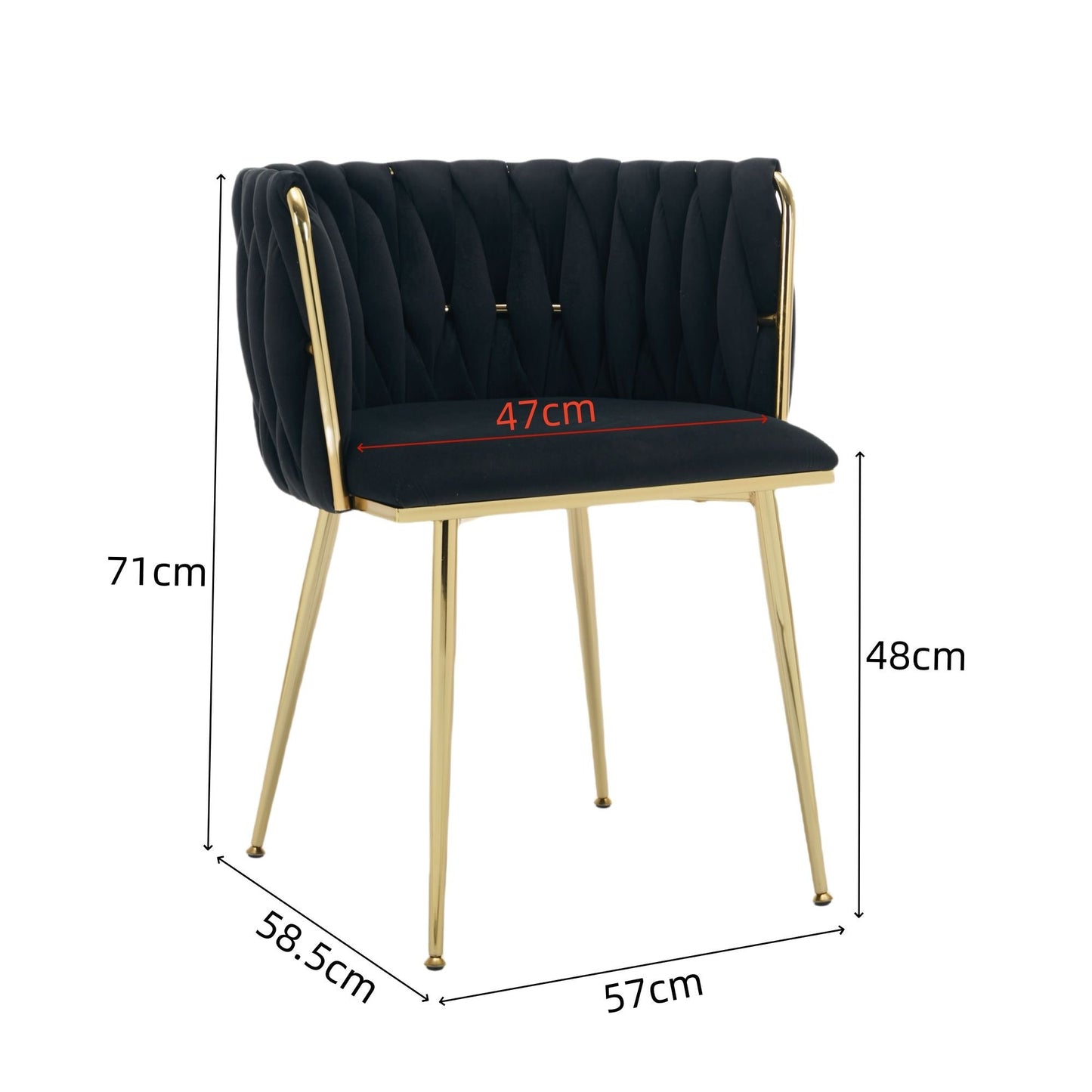 Velvet Dining Chairs Set of 2 Gold Legs Black | Home & Living