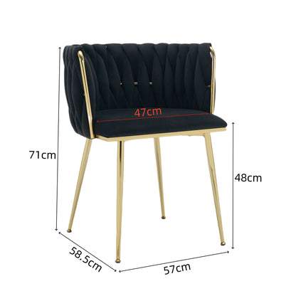 Velvet Dining Chairs Set of 2 Gold Legs Black | Home & Living