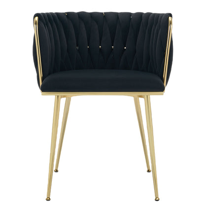 Velvet Dining Chairs Set of 2 Gold Legs Black | Home & Living