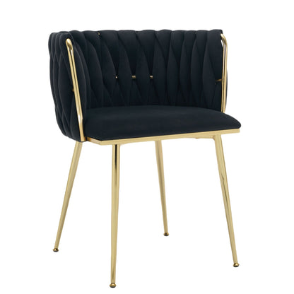 Velvet Dining Chairs Set of 2 Gold Legs Black | Home & Living