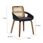 Rattan Back Dining Chairs Set of 2 Black | HomeAndLiving