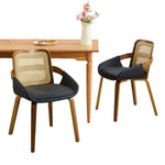 Rattan Back Dining Chairs Set of 2 Black | HomeAndLiving