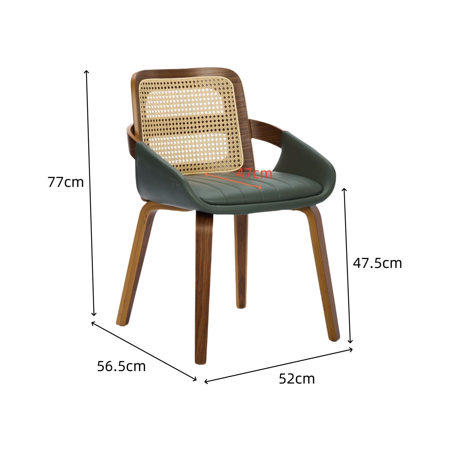 Rattan Dining Chairs Green Faux Leather Set 2 | HomeAndLiving