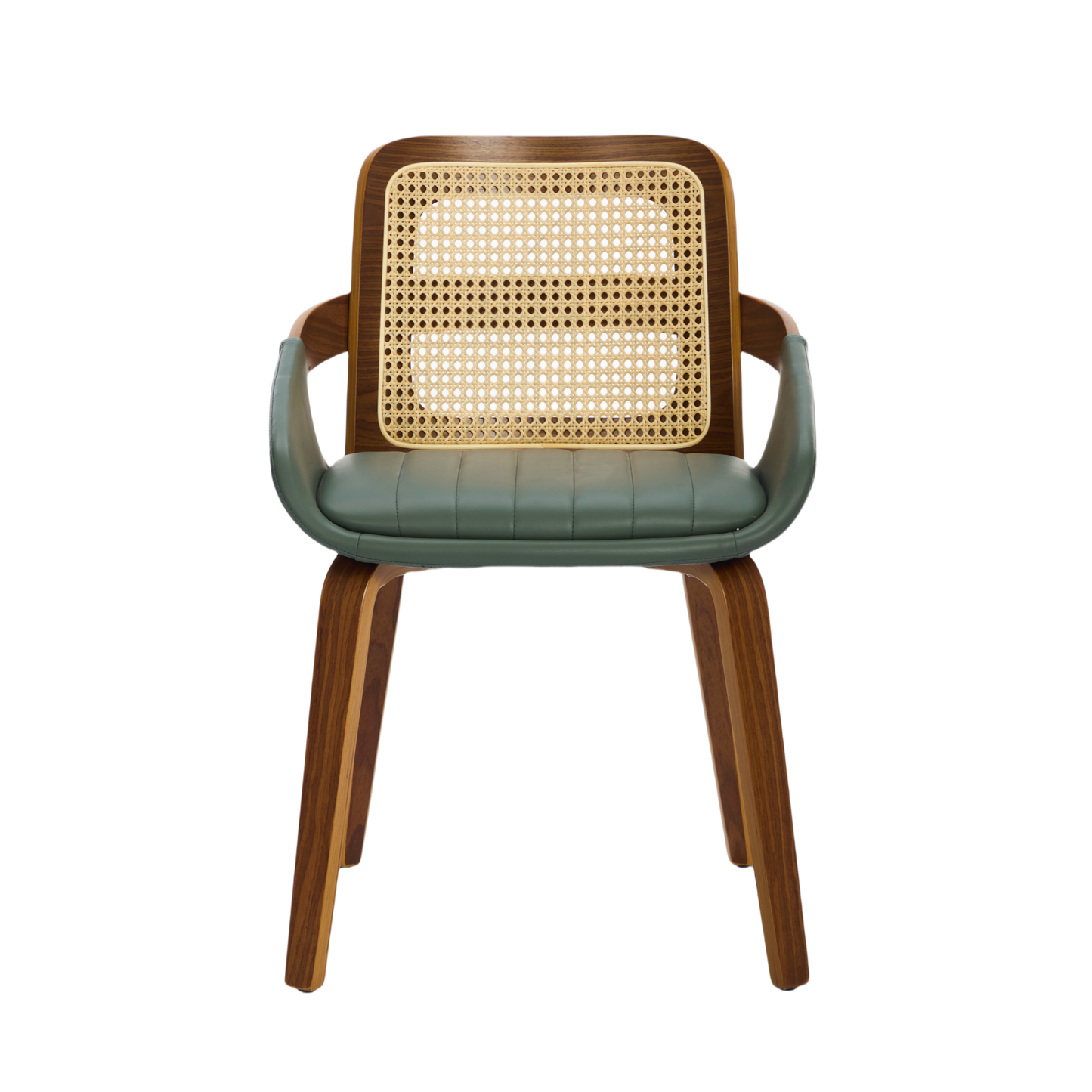 Rattan Dining Chairs Green Faux Leather Set 2 | HomeAndLiving