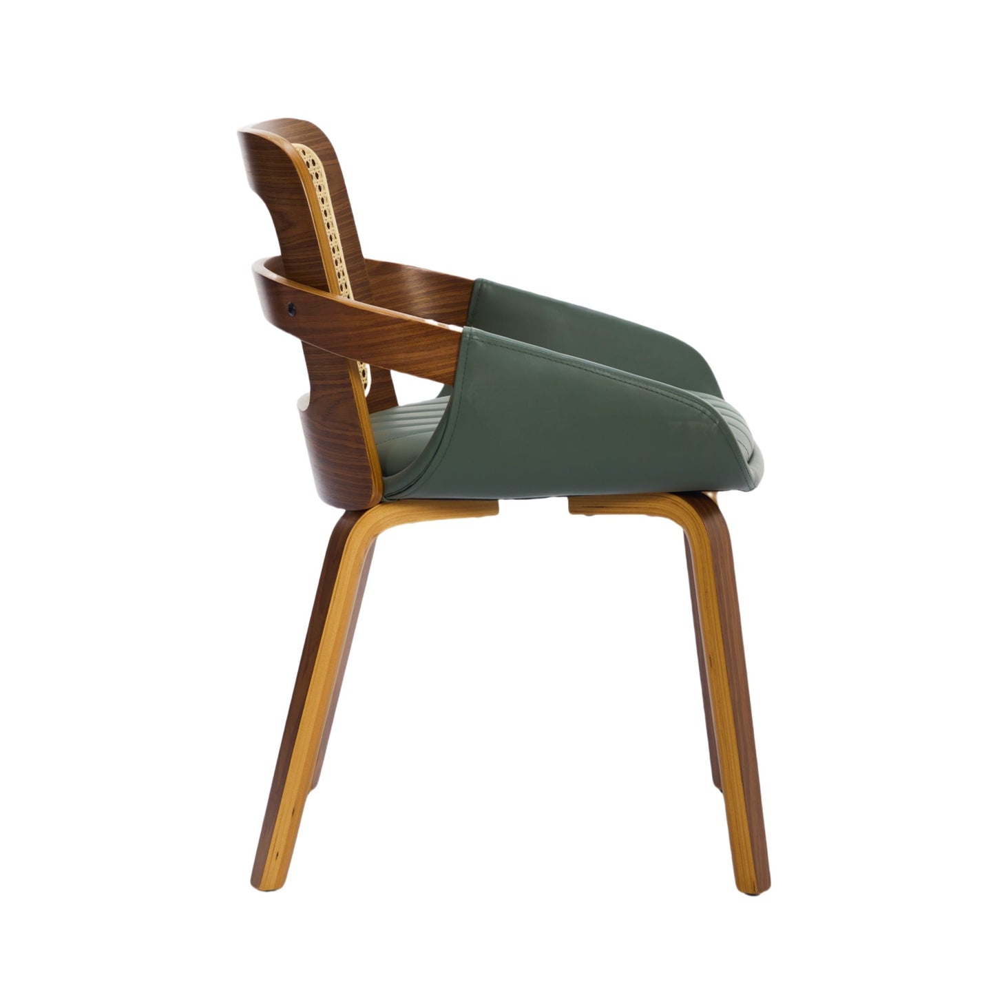 Rattan Dining Chairs Green Faux Leather Set 2 | HomeAndLiving