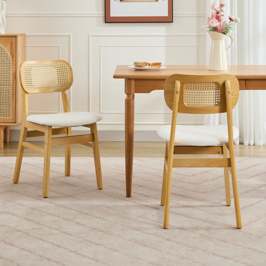 Rattan Back Dining Chairs Set of 2 White | Home & Living