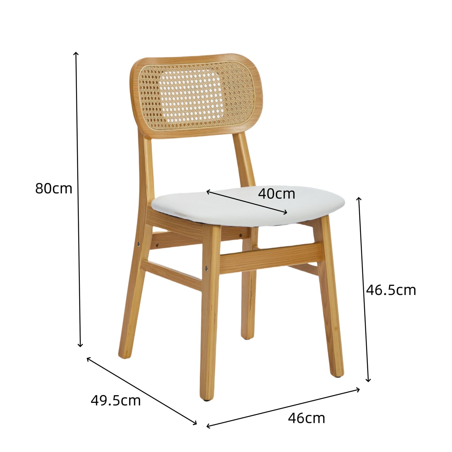 Rattan Back Dining Chairs Set of 2 White | Home & Living