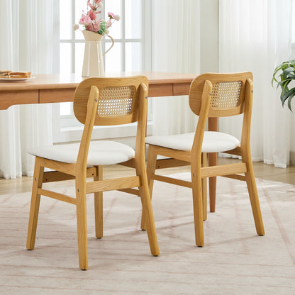 Rattan Back Dining Chairs Set of 2 White | Home & Living
