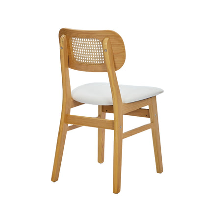 Rattan Back Dining Chairs Set of 2 White | Home & Living