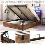 Gas Lift Bed Frame With Storage Double Size Wooden Slats Platform
