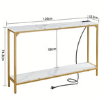 2 Tier Console Table With Power Outlets And Usb Ports Wood Entryway