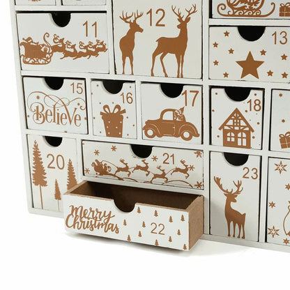 Wooden Advent Calendar With Drawers 28x5.5x30cm