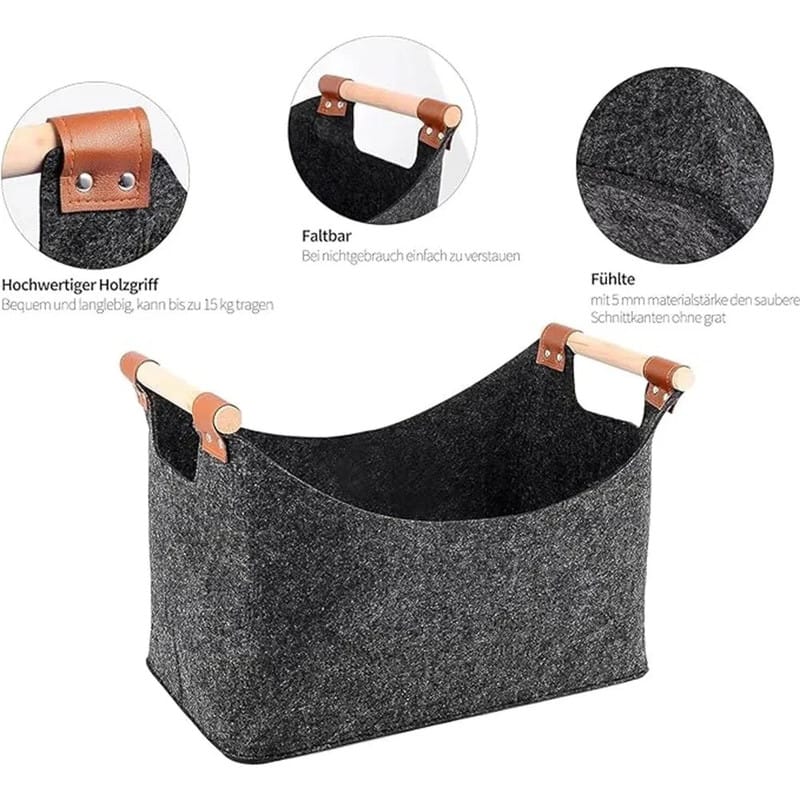 Firewood Storage Basket Foldable 40x22x27cm