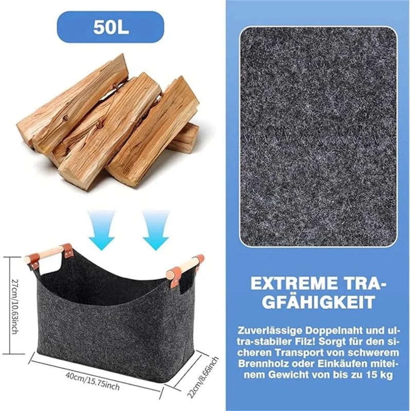 Firewood Storage Basket Foldable 40x22x27cm