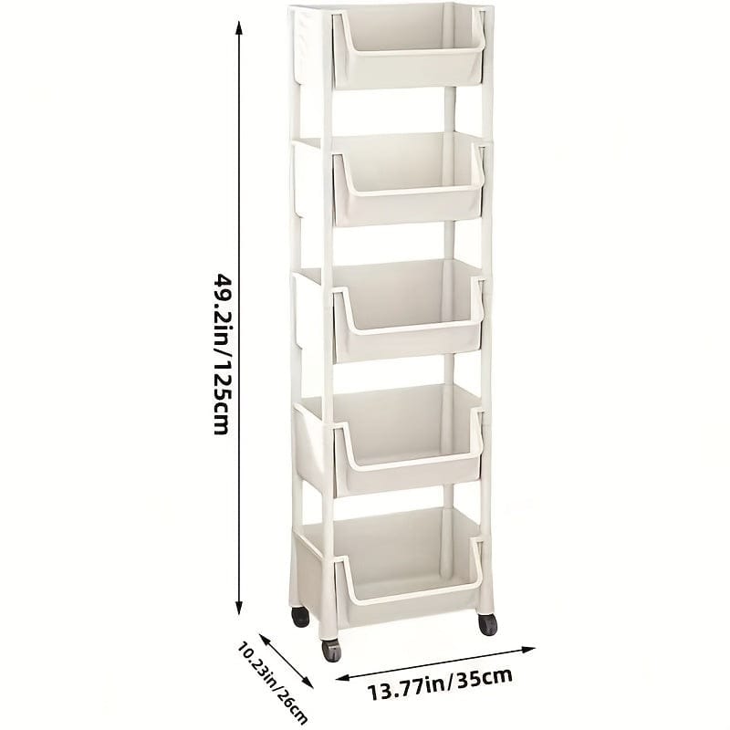 Mobile Bookshelf Cart 5-Tier 125x35x26cm