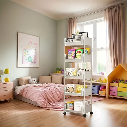 Mobile Bookshelf Cart 5-Tier 125x35x26cm