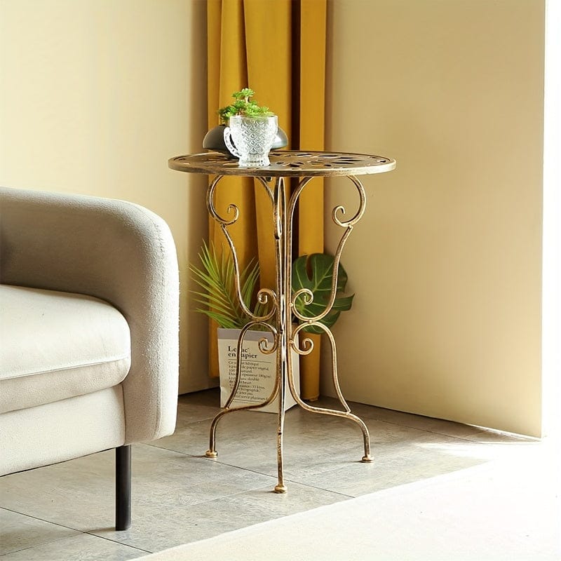 Metal Side Table With Scrollwork 40x40x56cm