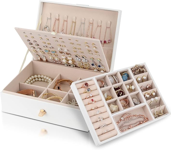 Jewelry Box Organizer White 9.1x6.8x3.5cm