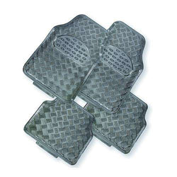 4-Piece Car Mat - Carbon [Rubber/Aluminium Look]
