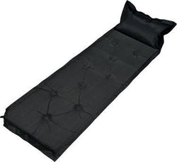 9-Points Self-Inflatable Polyester Air Mattress With Pillow - Black