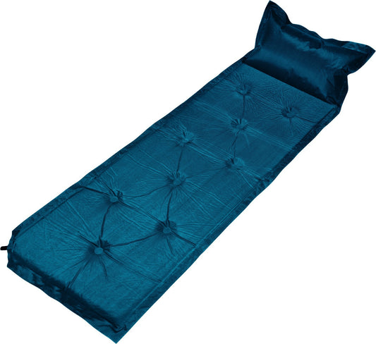 9-Points Self-Inflatable Polyester Air Mattress With Pillow - Navy