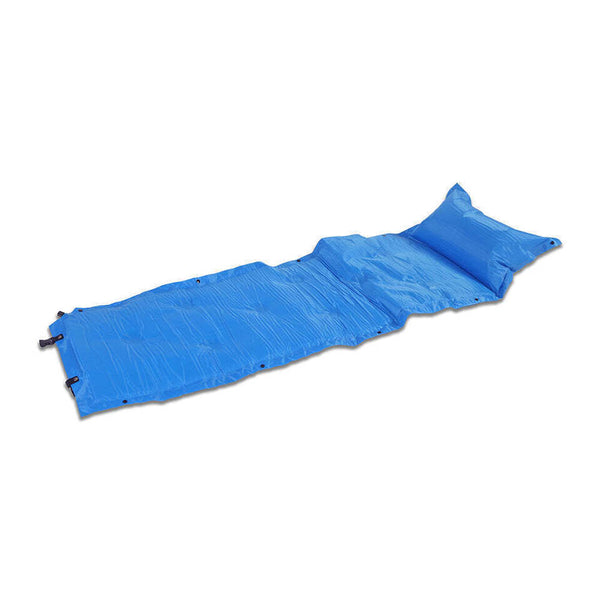  Self-Inflatable Foldable Air Mattress With Pillow - Light Blue