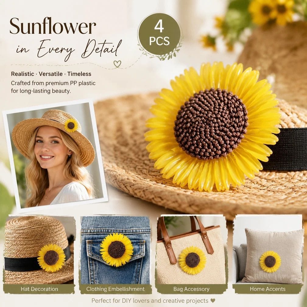 Boho Sunflower Daisy Craft Ornaments Set 4 | HomeAndLiving