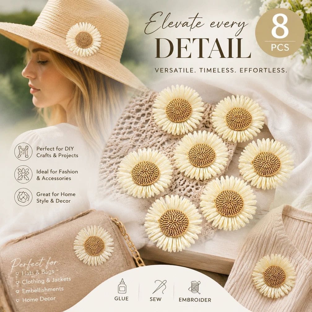 Boho Artificial Sunflower Daisy Craft Flowers 8 Pack | HomeAndLiving - 3