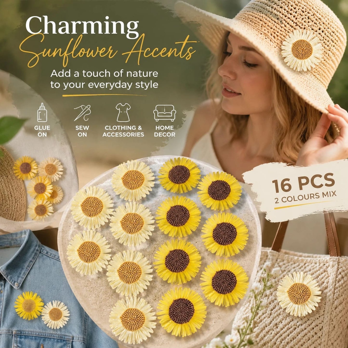 Boho Artificial Sunflower Daisy Bag Decor | HomeAndLiving
