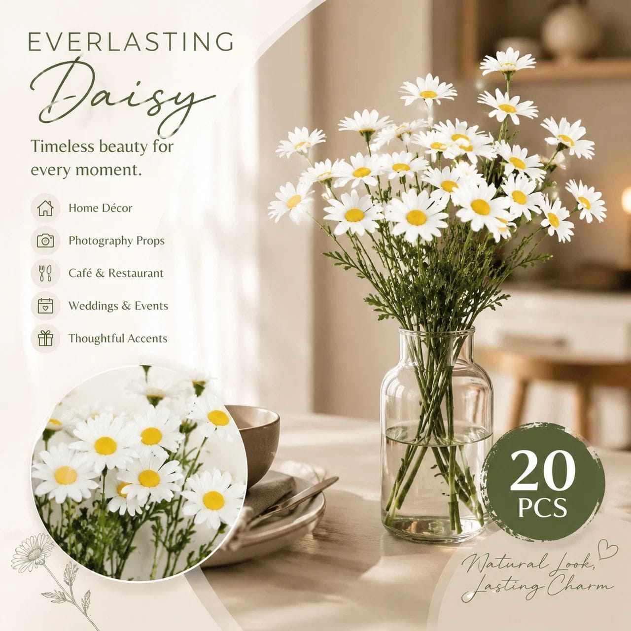 Artificial Chamomile Daisy Stems 20 Pack | HomeAndLiving