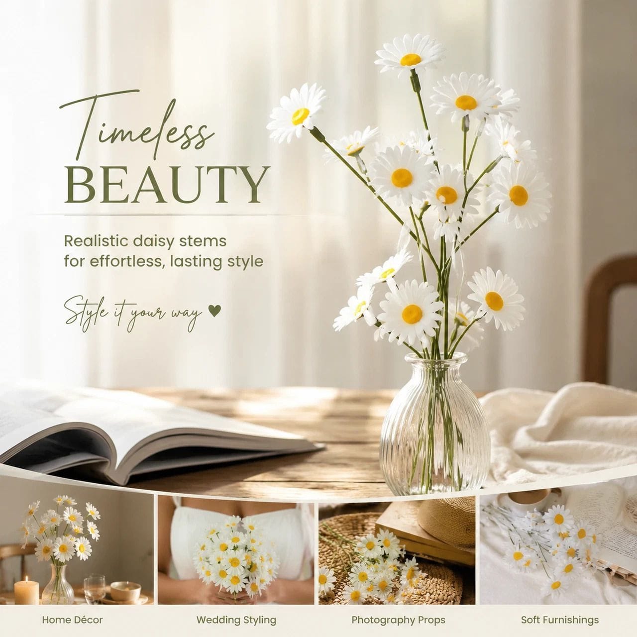 Artificial Chamomile Daisy Stems 60 Pack | HomeAndLiving - 3