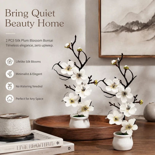 Silk Wintersweet Bonsai White 2 Pack | HomeAndLiving