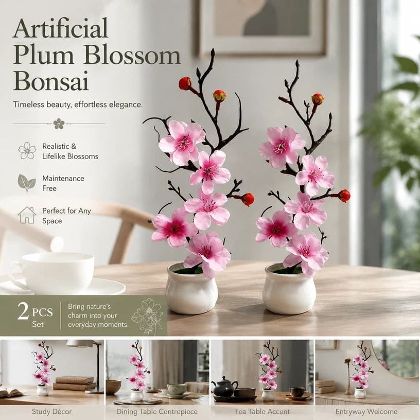 Pink Silk Bonsai Potted Plant 2 Pack | HomeAndLiving