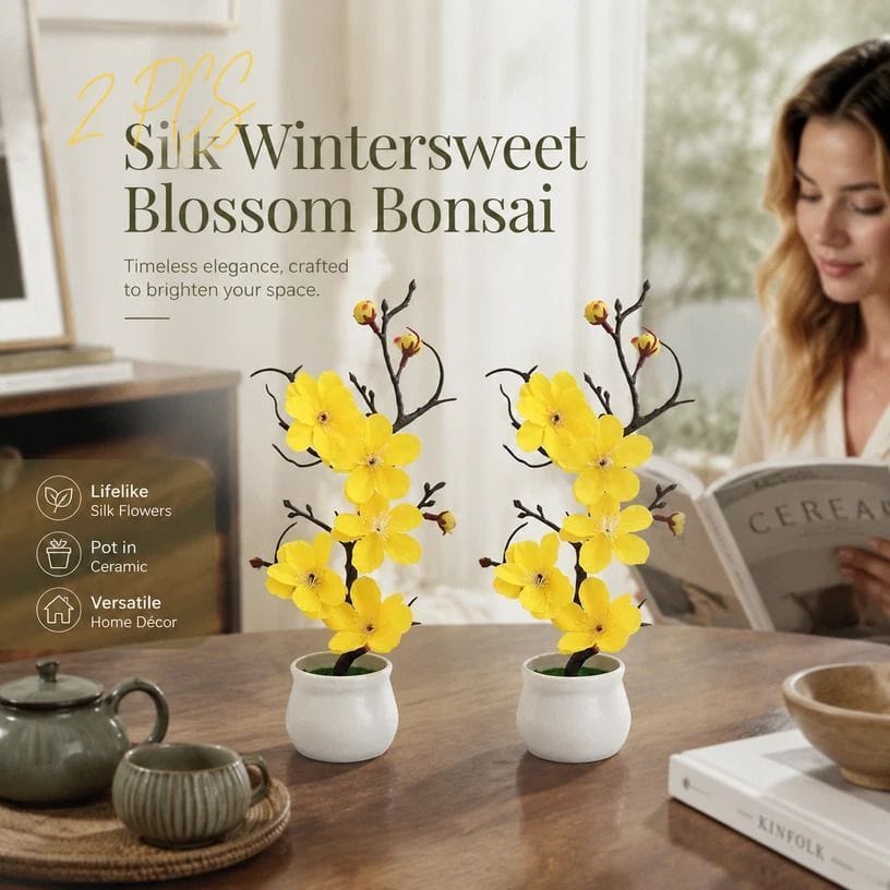 Silk Wintersweet Bonsai Yellow 2 Pack | HomeAndLiving