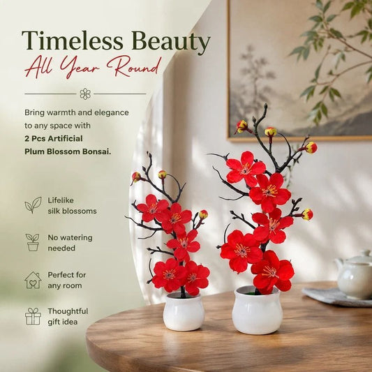 Silk Wintersweet Bonsai Red 2 Pack | HomeAndLiving