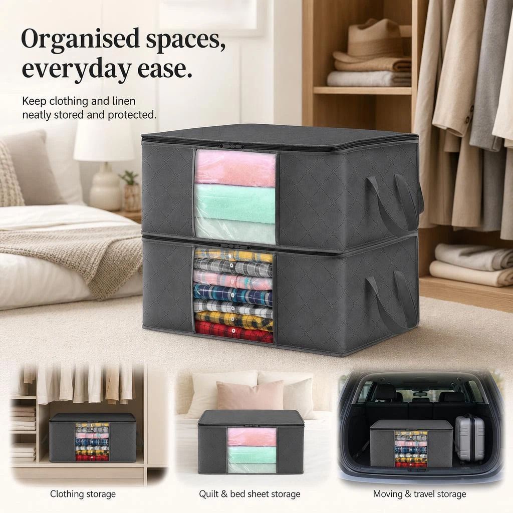 Moving Clothes Organizer Bags Black single