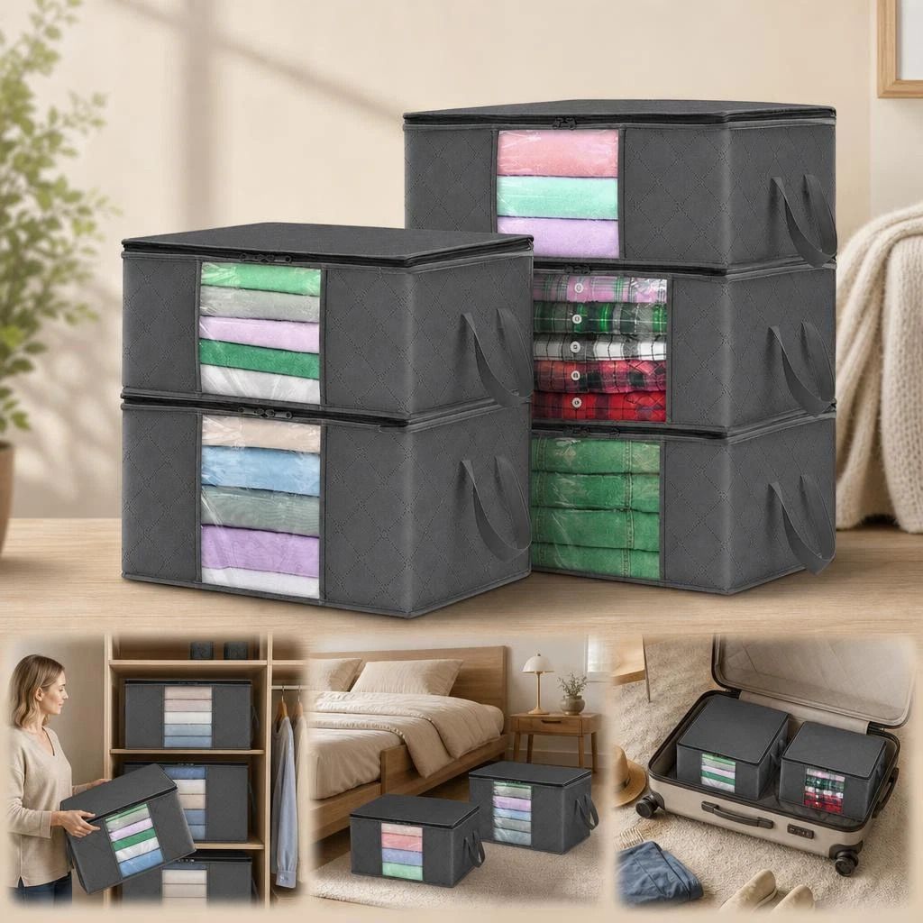 Large Storage Bags Black Fabric single