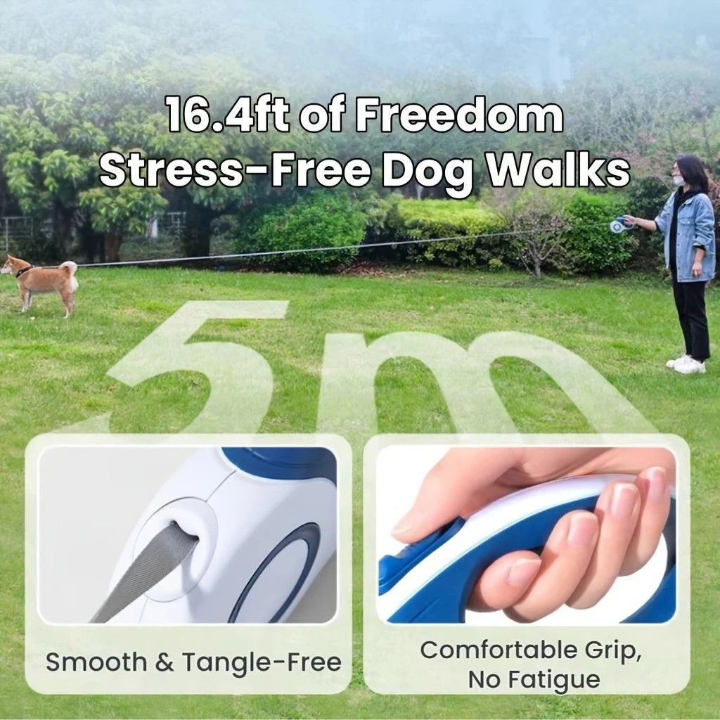 Retractable Dog Leash 3m One-Click Lock | HomeAndLiving