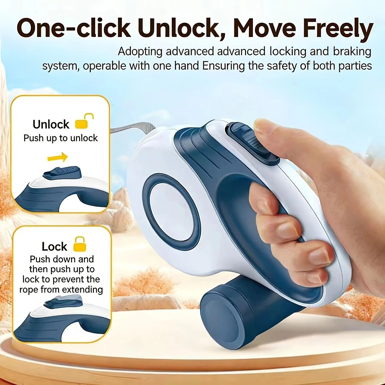 Retractable Dog Leash 5m One-Click Lock | HomeAndLiving