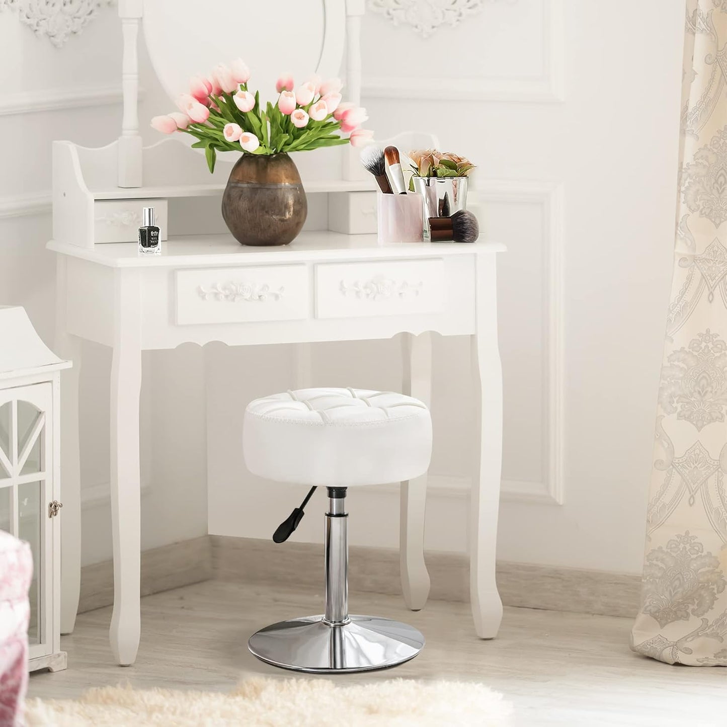 Adjustable Vanity Stool Swivel Makeup Chair | Home & Living