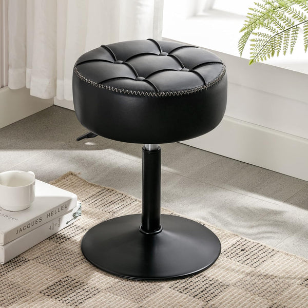  Adjustable Vanity Stool Faux Leather Black | Home & Living