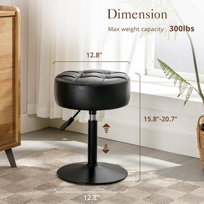 Adjustable Vanity Stool Faux Leather Black | Home & Living