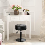 Adjustable Vanity Stool Faux Leather Black | Home & Living