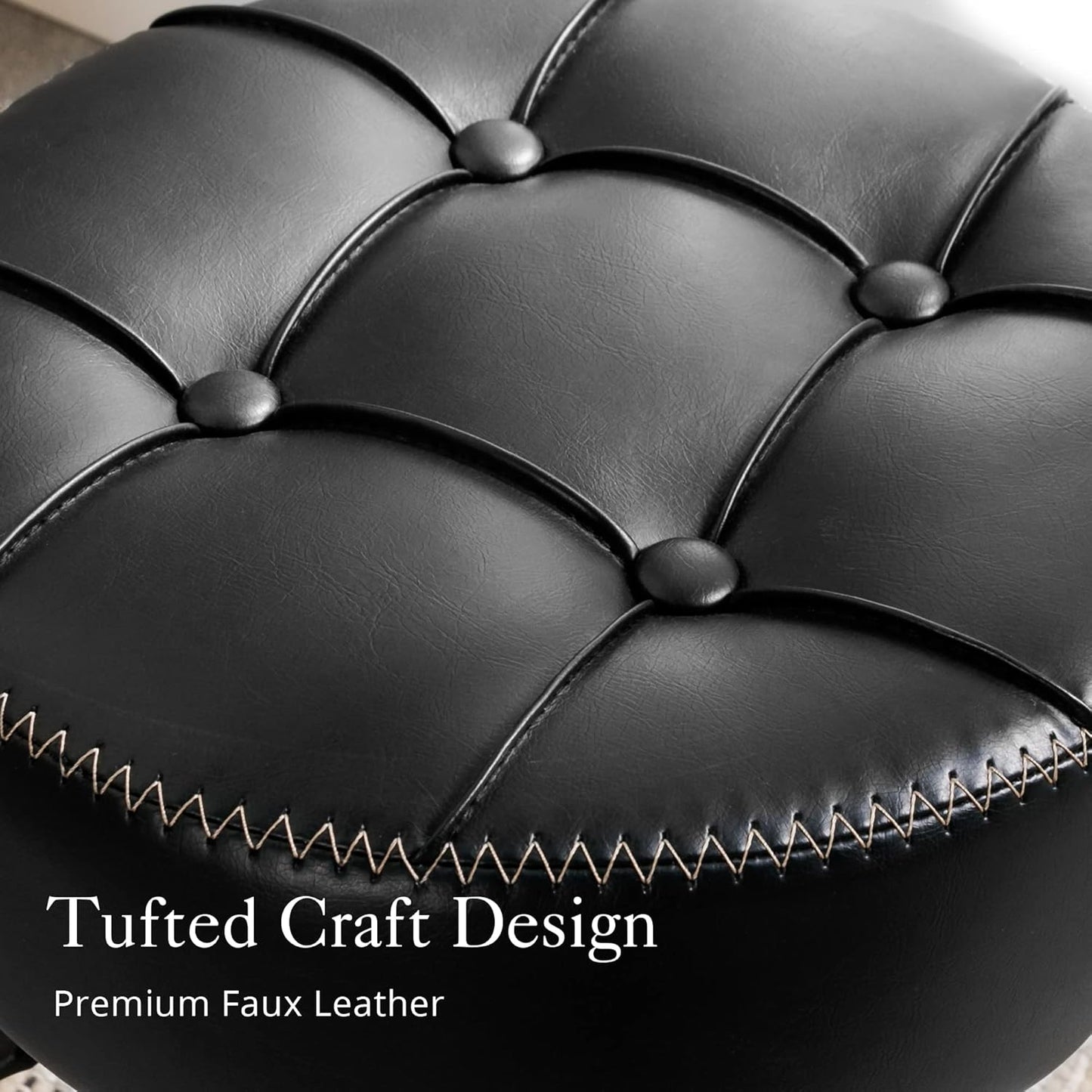 Adjustable Vanity Stool Faux Leather Black | Home & Living
