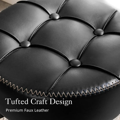 Adjustable Vanity Stool Faux Leather Black | Home & Living